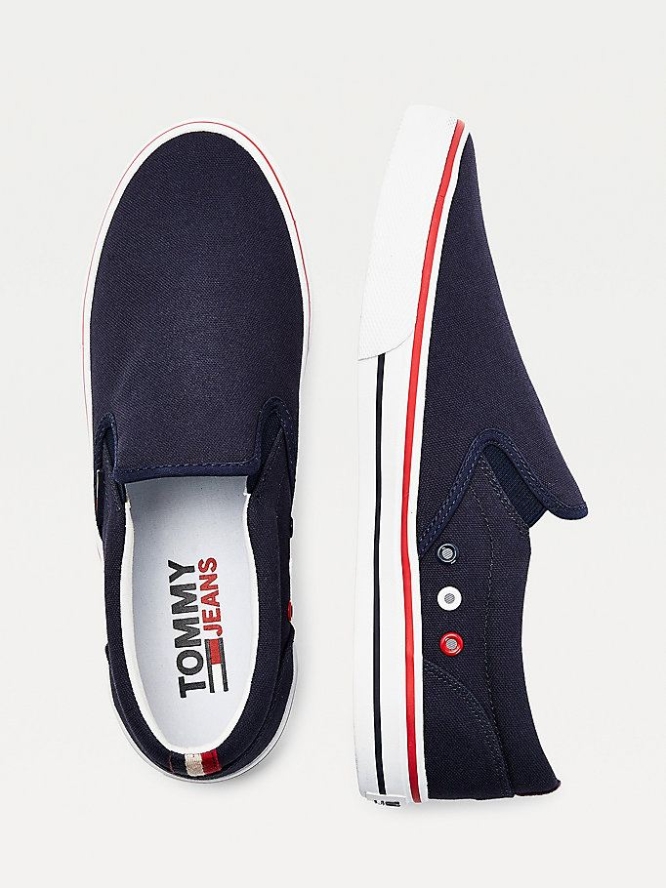 Tommy Hilfiger Baumwoll Slip-On Sneakers Herren Dunkelblau | AT013GQIP