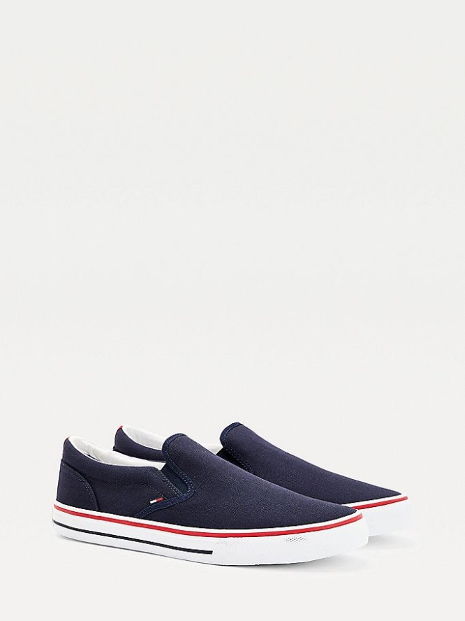 Tommy Hilfiger Baumwoll Slip-On Sneakers Herren Dunkelblau | AT013GQIP