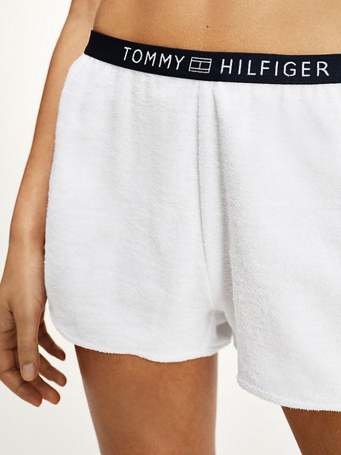 Tommy Hilfiger Baumwoll Terry Logo Bademode Damen Weiß | AT503SXJR