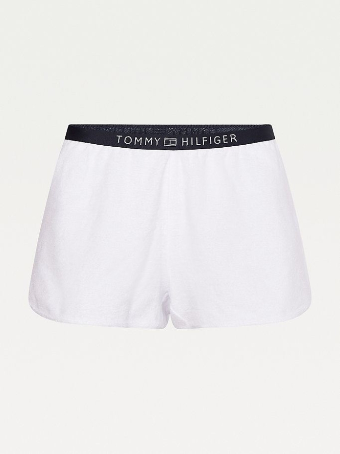 Tommy Hilfiger Baumwoll Terry Logo Bademode Damen Weiß | AT503SXJR