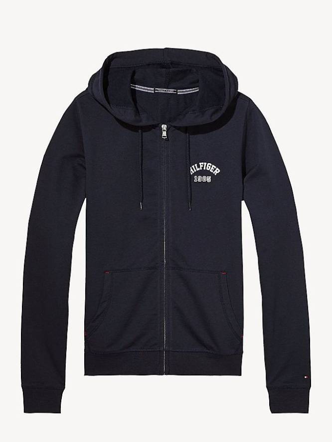 Tommy Hilfiger Baumwoll Terry Zip Thru Nachtwäsche Damen Navy | AT895SYHT