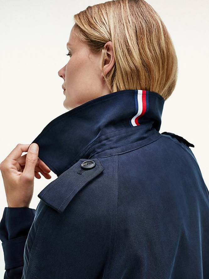 Tommy Hilfiger Belted Double Breasted Trench Jacke Damen Dunkelblau | AT109OZGH