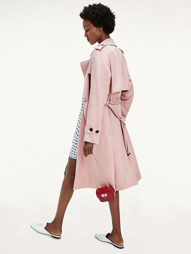 Tommy Hilfiger Belted Double Breasted Trench Jacke Damen Rosa | AT823DKNZ