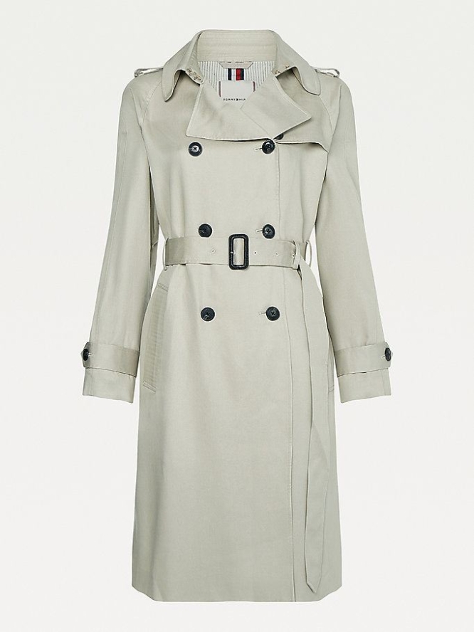 Tommy Hilfiger Belted Double Breasted Trench Jacke Damen Grau | AT824JVLR