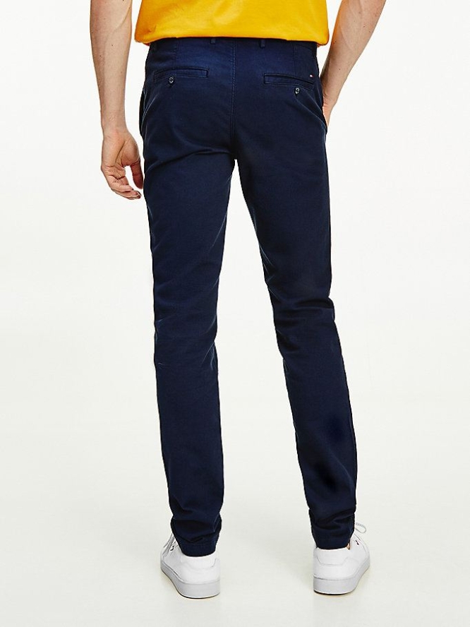 Tommy Hilfiger Bleecker Slim Garment Dyed Structured Hosen Herren Dunkelblau | AT291REVI