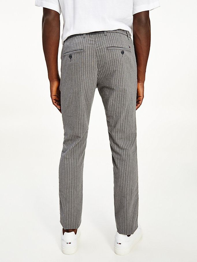 Tommy Hilfiger Bleecker Slim Pinstripe Drawstring Chino-hosen Herren Silber | AT895OGCK