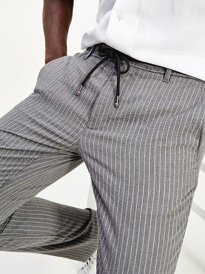 Tommy Hilfiger Bleecker Slim Pinstripe Drawstring Chino-hosen Herren Silber | AT895OGCK