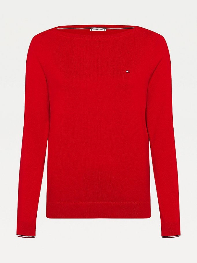 Tommy Hilfiger Boots Neck Jumper Pullover Damen Rot | AT187OMFP