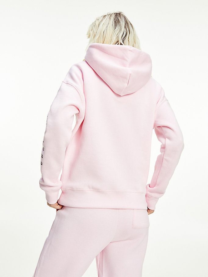 Tommy Hilfiger Box Flag Logo Hoodie Damen Rosa | AT092GDXR