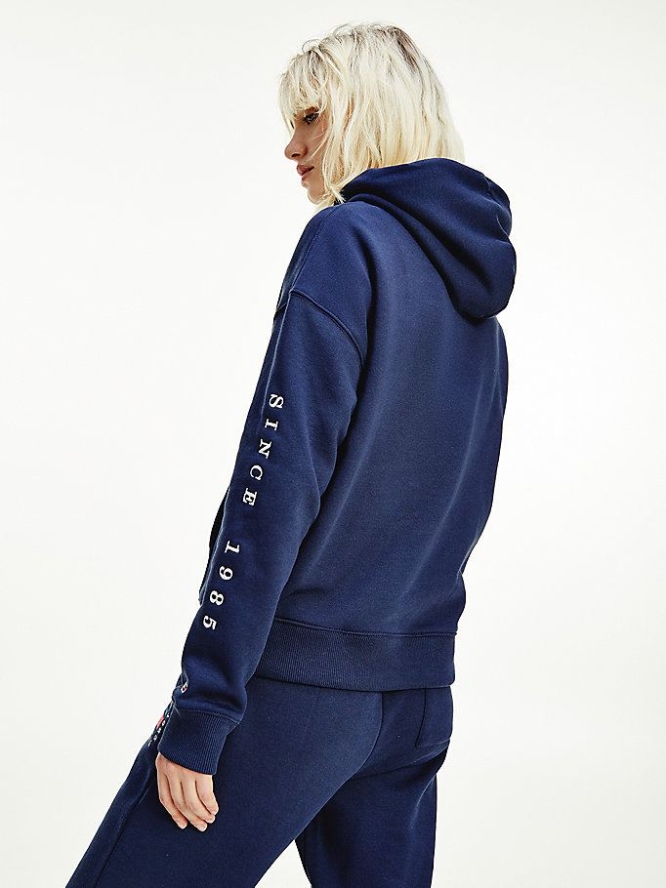 Tommy Hilfiger Box Flag Logo Hoodie Damen Hellnavy | AT810YCOS