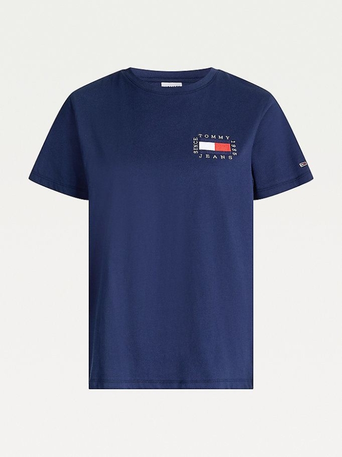 Tommy Hilfiger Box Flag Logo Organic Baumwoll T-shirts Damen Hellnavy | AT842VGIR