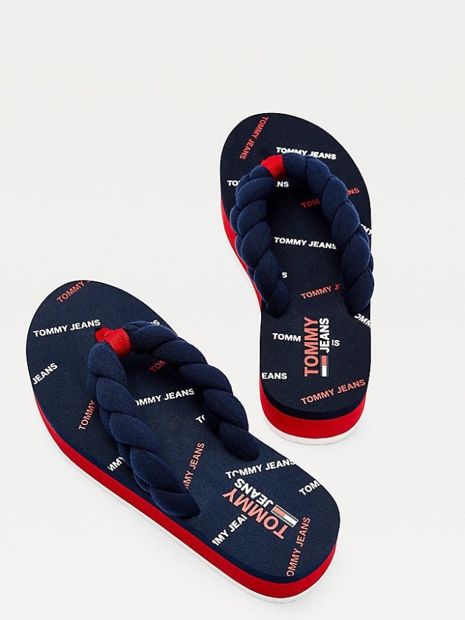 Tommy Hilfiger Braided Plattform Flip Flops Damen Hellnavy | AT803AEJC