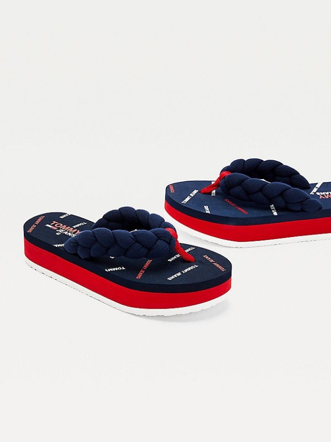 Tommy Hilfiger Braided Plattform Flip Flops Damen Hellnavy | AT803AEJC