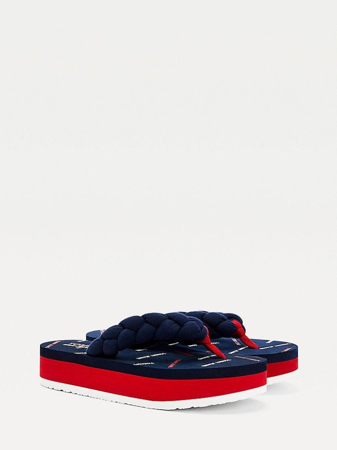 Tommy Hilfiger Braided Plattform Flip Flops Damen Hellnavy | AT803AEJC