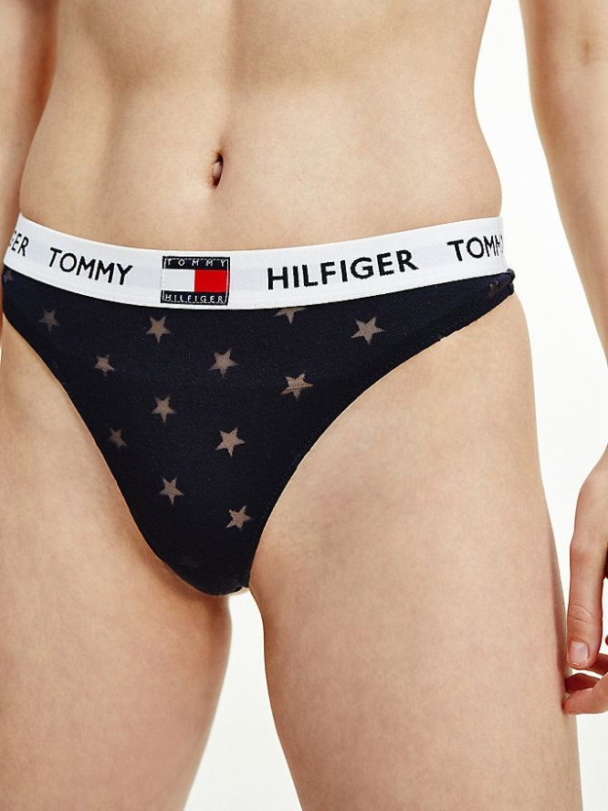 Tommy Hilfiger Burnout Star Tanga Unterwäsche Damen Dunkelblau | AT203GSMO