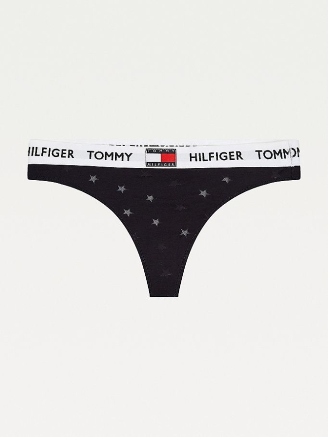 Tommy Hilfiger Burnout Star Tanga Unterwäsche Damen Dunkelblau | AT203GSMO