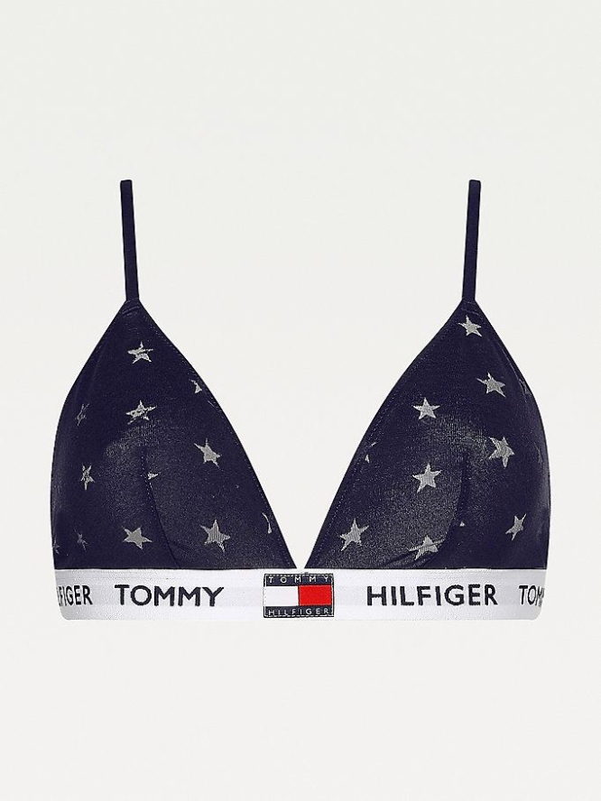 Tommy Hilfiger Burnout Star Triangle Bralette Unterwäsche Damen Dunkelblau | AT659KWXG