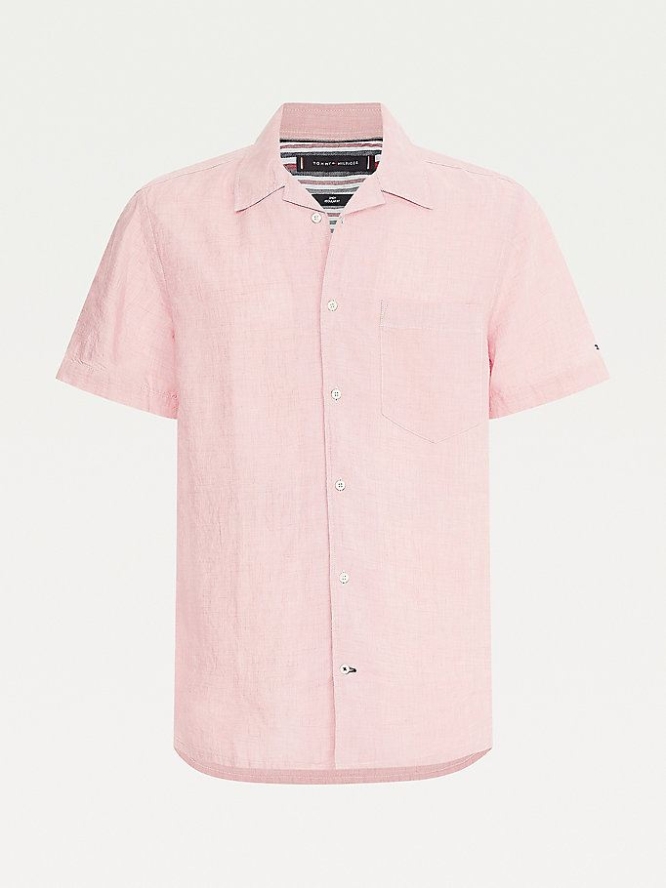 Tommy Hilfiger Camp Collar Linen Hemd Herren Rosa | AT180TNMJ