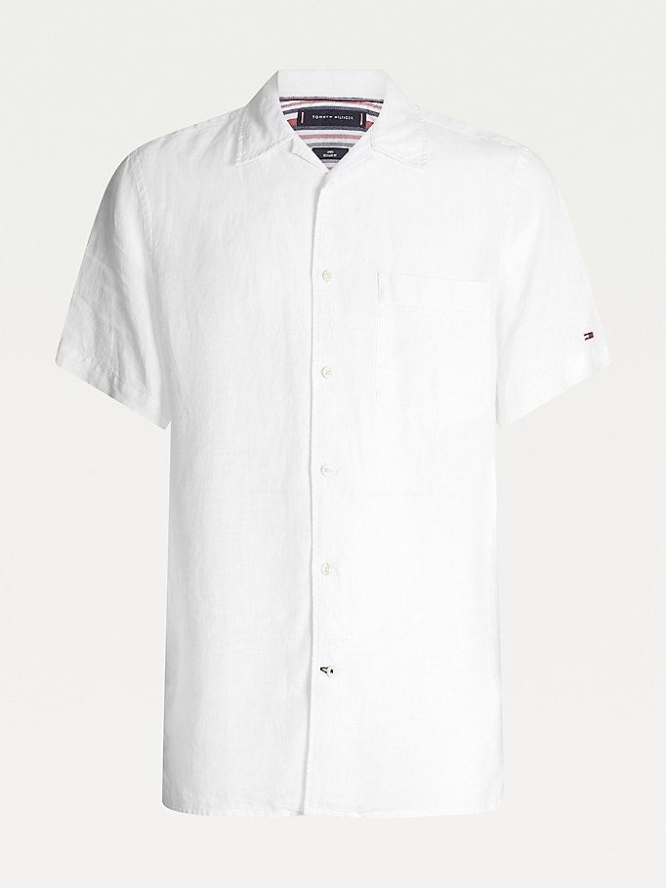 Tommy Hilfiger Camp Collar Linen Hemd Herren Weiß | AT502DNCF