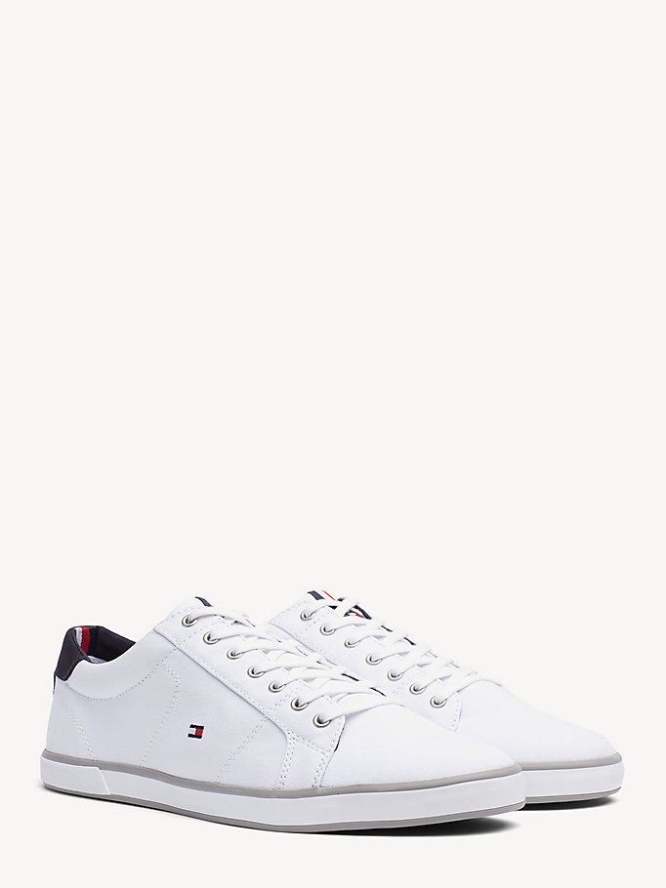 Tommy Hilfiger Canvas Spitze Up Sneakers Herren Weiß | AT647PZLA