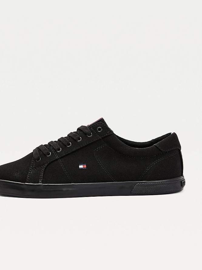 Tommy Hilfiger Canvas Spitze Up Sneakers Herren Schwarz | AT789VJRI