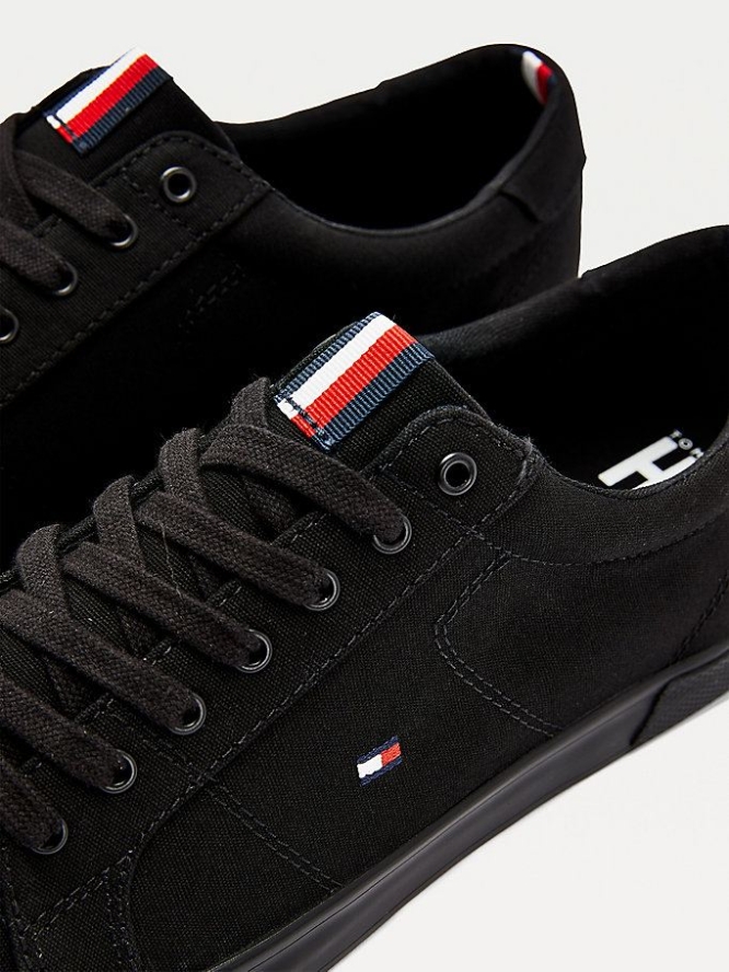 Tommy Hilfiger Canvas Spitze Up Sneakers Herren Schwarz | AT789VJRI