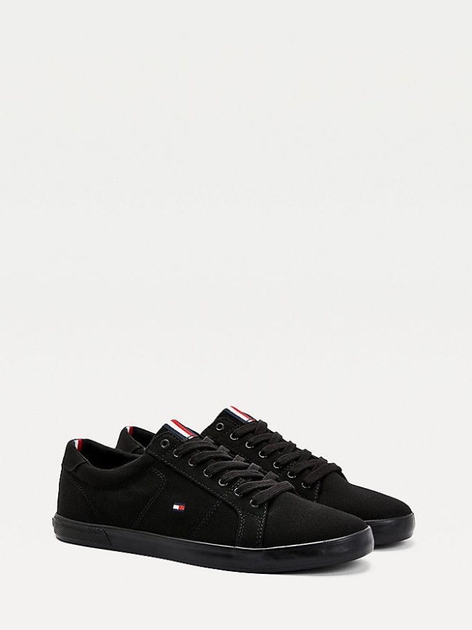 Tommy Hilfiger Canvas Spitze Up Sneakers Herren Schwarz | AT789VJRI