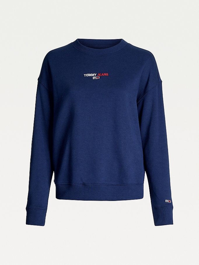 Tommy Hilfiger Chest Logo Crew Neck Sweatshirts Damen Hellnavy | AT085ABRP