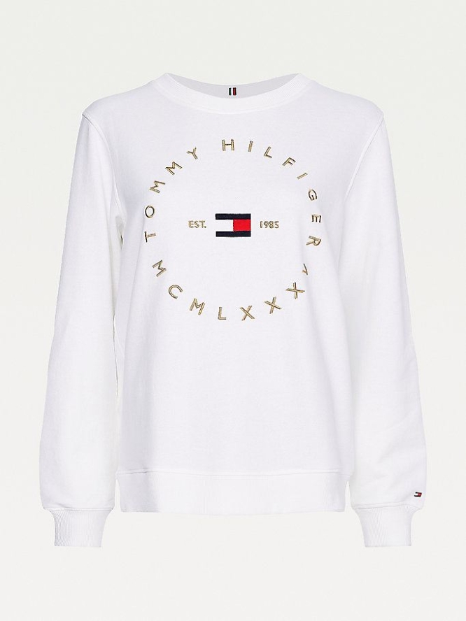 Tommy Hilfiger Circle Logo Organic Baumwoll Sweatshirts Damen Weiß | AT047ZWBO