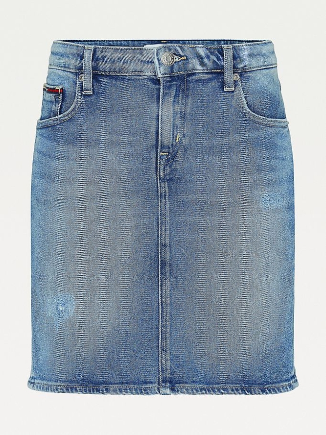 Tommy Hilfiger Classics Badge Denim Röcke Damen Dunkelblau | AT098FPNG