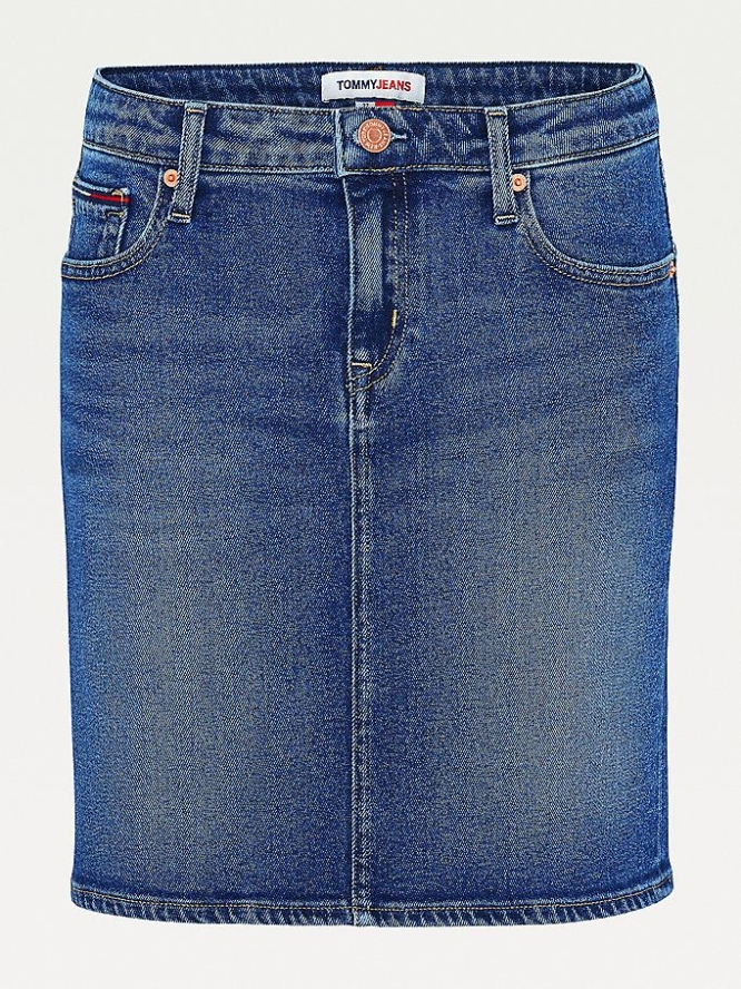 Tommy Hilfiger Classics Faded Denim Röcke Damen Dunkelblau | AT928JHQC