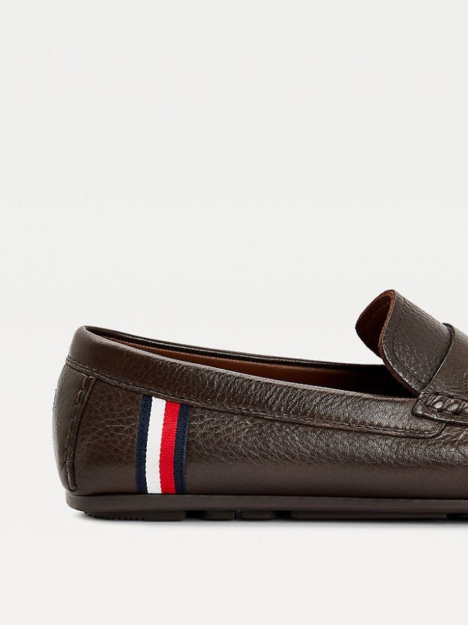 Tommy Hilfiger Classics Leder Driver Freizeitschuhe Herren Braun | AT592QZML