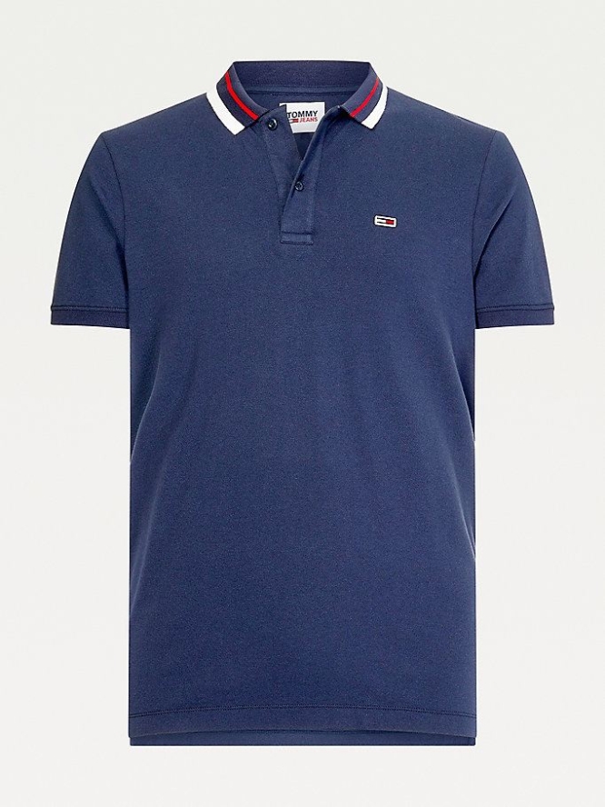 Tommy Hilfiger Classics Tipped Collar Slim Fit Polo Shirts Herren Hellnavy | AT764MZSO