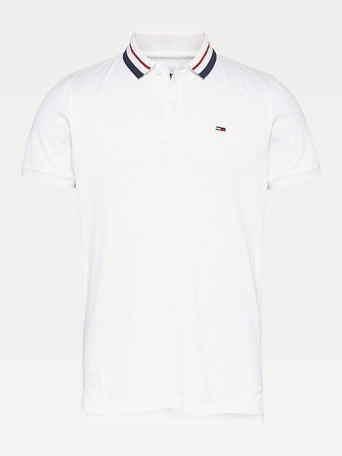 Tommy Hilfiger Classics Tipped Collar Slim Fit Polo Shirts Herren Weiß | AT937CPUS