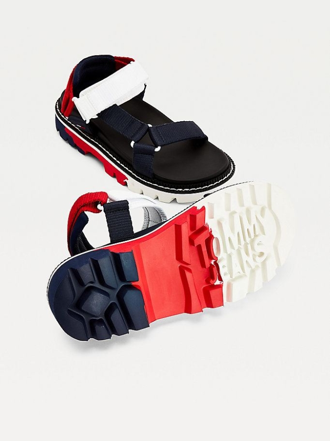 Tommy Hilfiger Colour-Blocked Flache Sandalen Damen Hellnavy | AT597AOMX