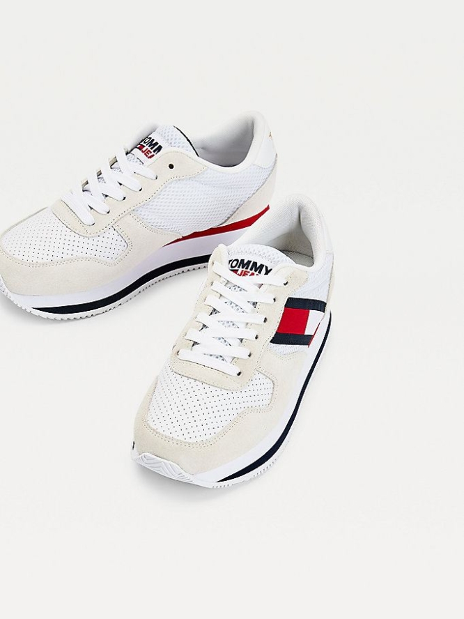 Tommy Hilfiger Colour-Blocked Flatform Sneakers Damen Weiß | AT849KZIM