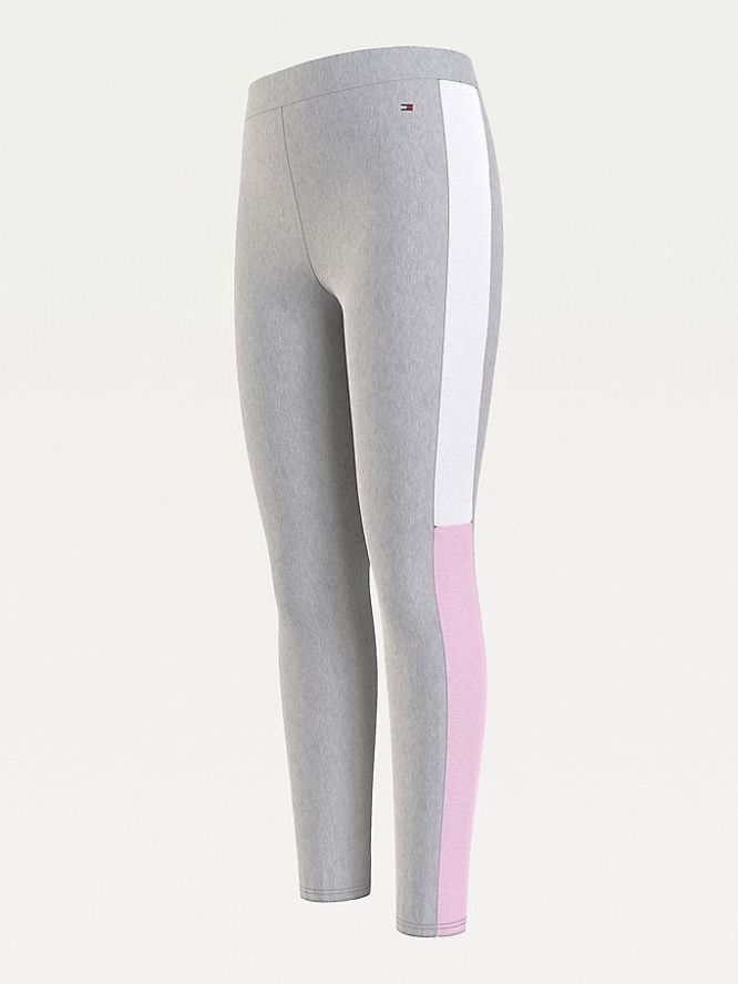 Tommy Hilfiger Colour-Blocked Full Length Leggings Kinder Hellgrau Rosa Türkis | AT820BYTV