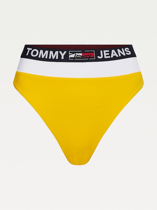 Tommy Hilfiger Colour-Blocked High Taille Cheeky Bikini Bottoms Bademode Damen Gelb | AT918EJWP