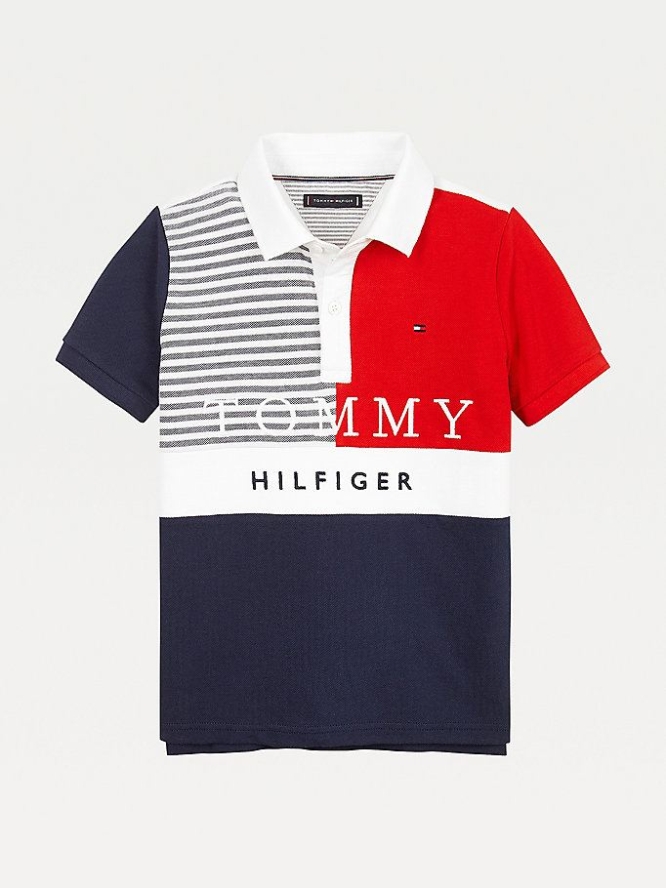 Tommy Hilfiger Colour-Blocked Ithaca Stripe Polo Shirts Kinder Hellnavy | AT192IRBC