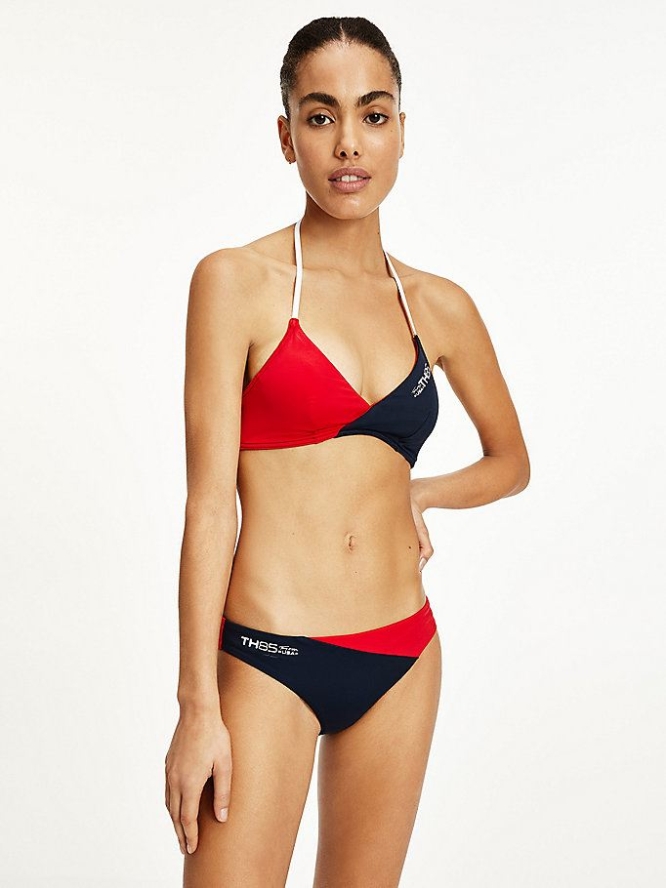 Tommy Hilfiger Colour-Blocked Klassische Bikini Bottoms Bademode Damen Rot | AT439EIMU