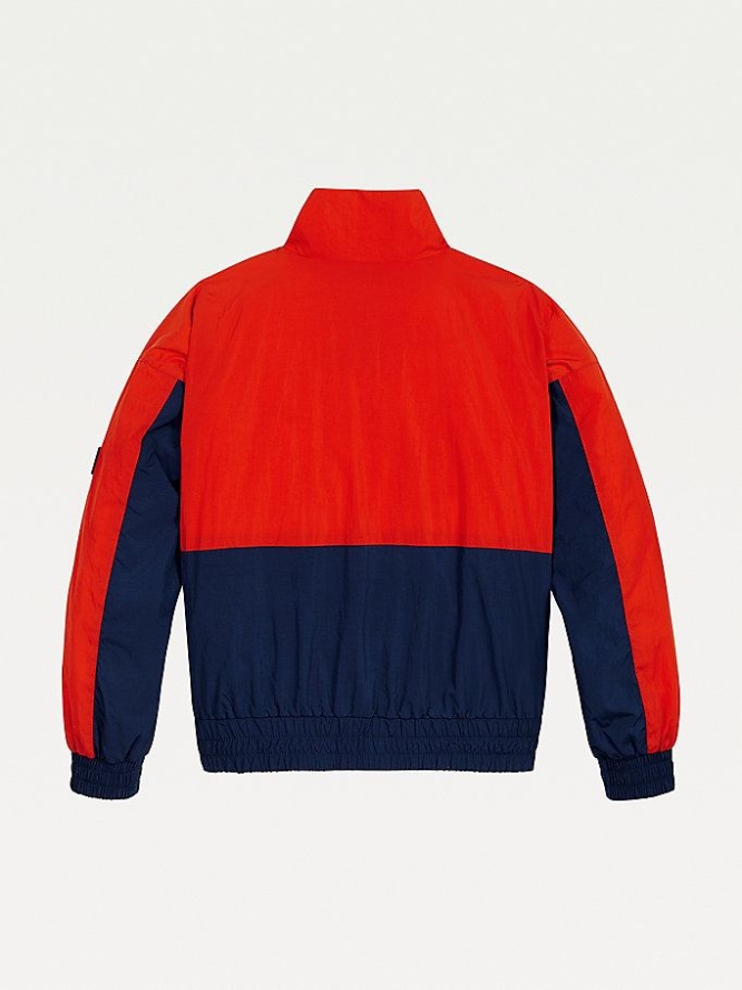 Tommy Hilfiger Colour-Blocked Logo Jacke Kinder Tiefesrot Hellnavy | AT362TJIR