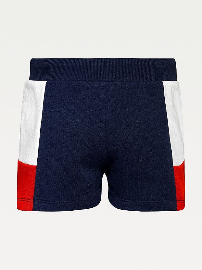 Tommy Hilfiger Colour-Blocked Organic Baumwoll Kurze Hose Kinder Hellnavy Tiefesrot | AT165VFIX