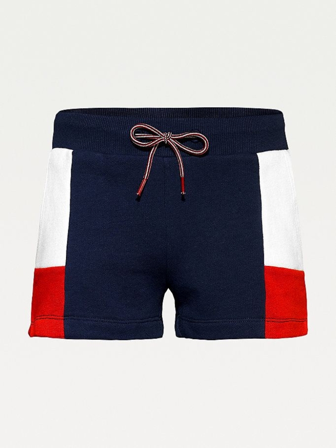 Tommy Hilfiger Colour-Blocked Organic Baumwoll Kurze Hose Kinder Hellnavy Tiefesrot | AT165VFIX