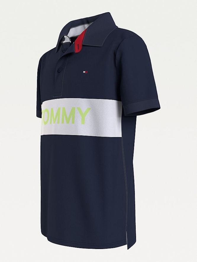 Tommy Hilfiger Colour-Blocked Organic Baumwoll Polo Shirts Kinder Hellnavy | AT436AEFR