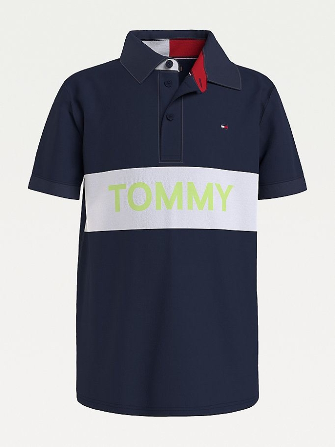 Tommy Hilfiger Colour-Blocked Organic Baumwoll Polo Shirts Kinder Hellnavy | AT436AEFR