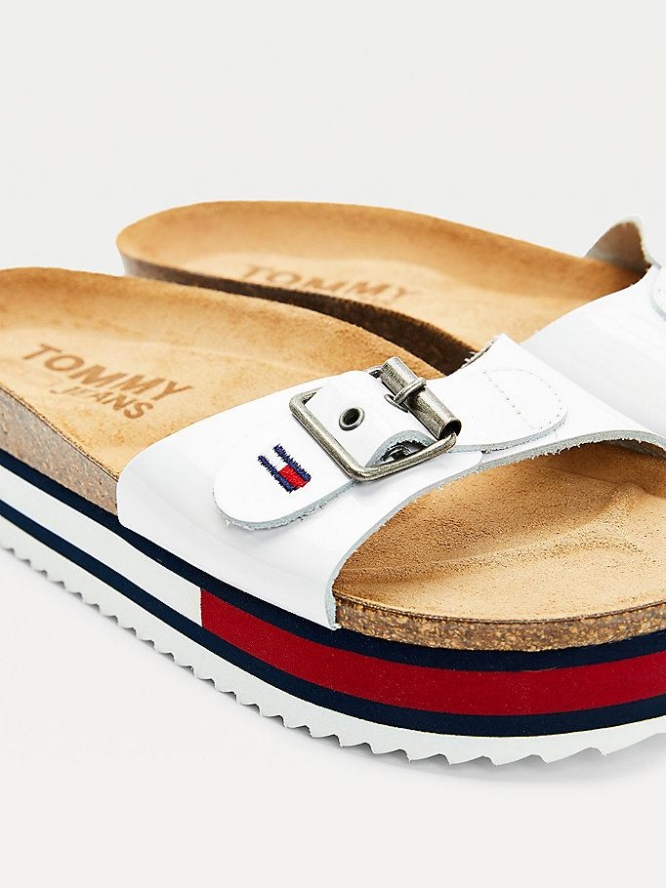 Tommy Hilfiger Colour-Blocked Plattform Midsole Flache Sandalen Damen Weiß | AT048VPZS