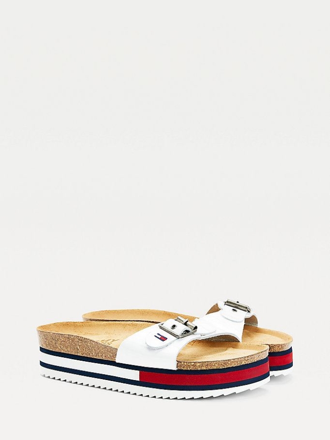 Tommy Hilfiger Colour-Blocked Plattform Midsole Flache Sandalen Damen Weiß | AT048VPZS