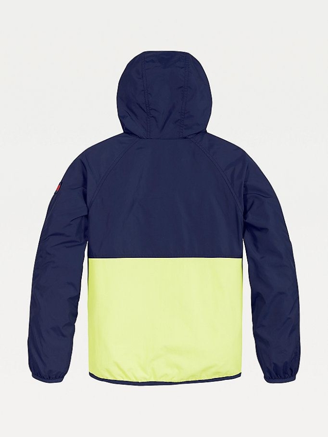 Tommy Hilfiger Colour-Blocked Recycled Nylon Windbreaker Jacke Kinder Hellnavy Hellgrün | AT043MJQA