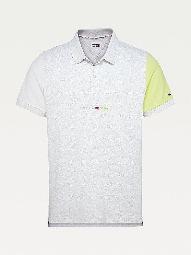 Tommy Hilfiger Colour-Blocked Sleeve Recycled Baumwoll Polo Shirts Herren Silber Grau Mehrfarbig | AT534XVIF