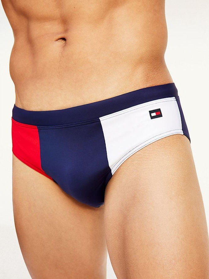 Tommy Hilfiger Colour-Blocked Swim Briefs Bademode Herren Dunkelblau | AT483ZNFC